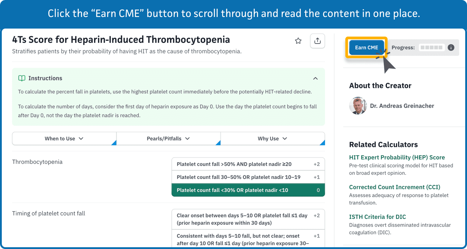 CME Section 2-1: How to earn CME From a calculator.